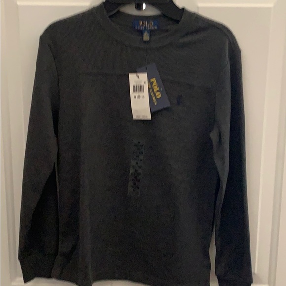 Polo Ralph Lauren Crewneck Long Sleeve Heather Gray w/ Blue Logo Pullover - Picture 1 of 5